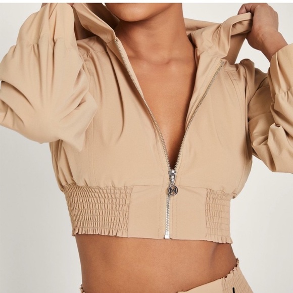 Meshki Tan Cropped Zip-Up Hoodie - Picture 9 of 9